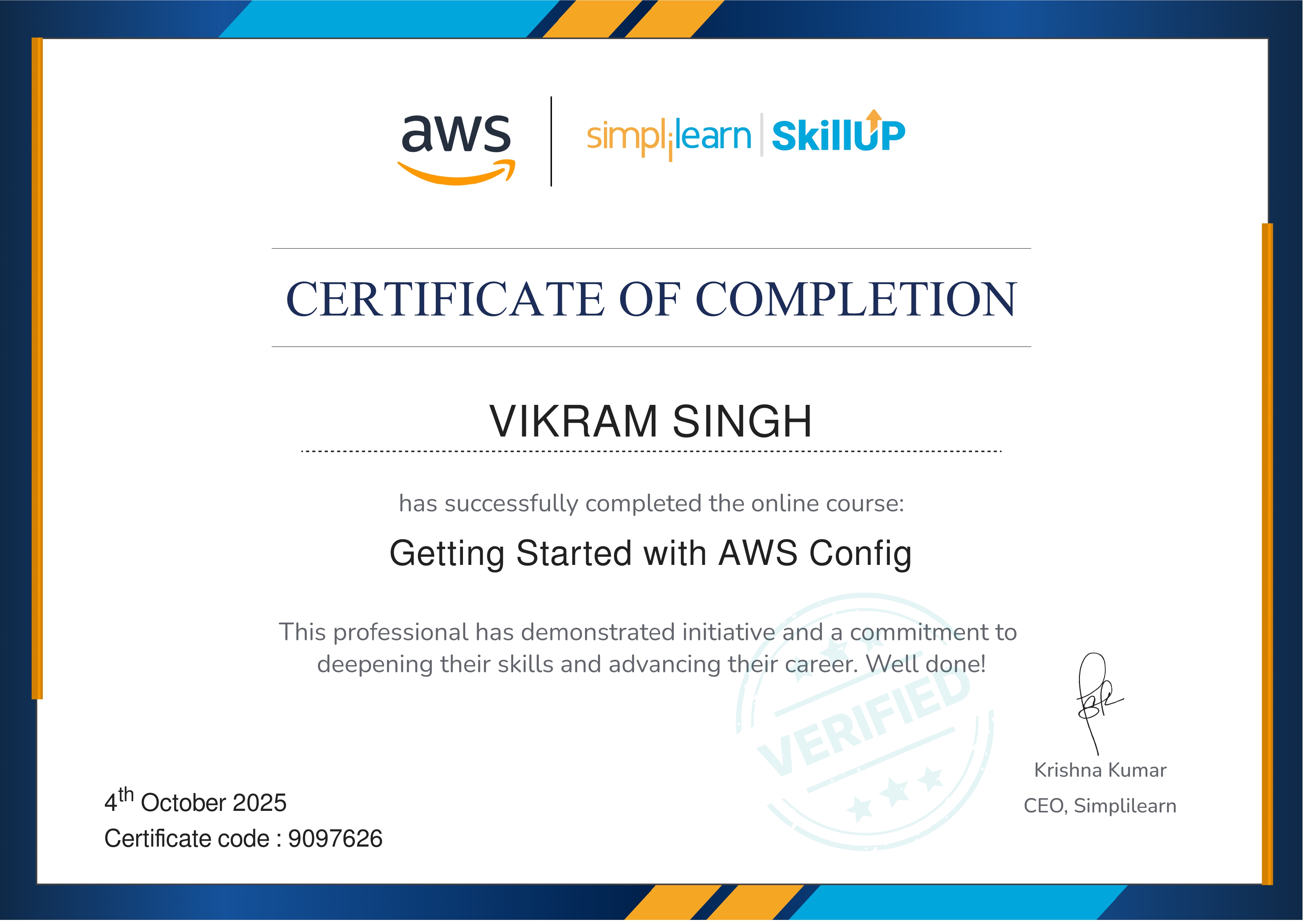 Getting started with AWS config certificate